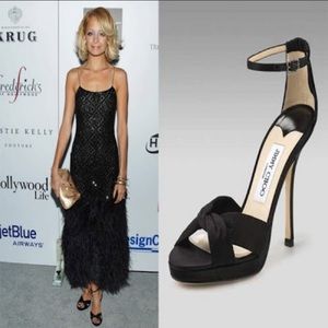 🥂 Jimmy Choo Black Tie Satin Sandals